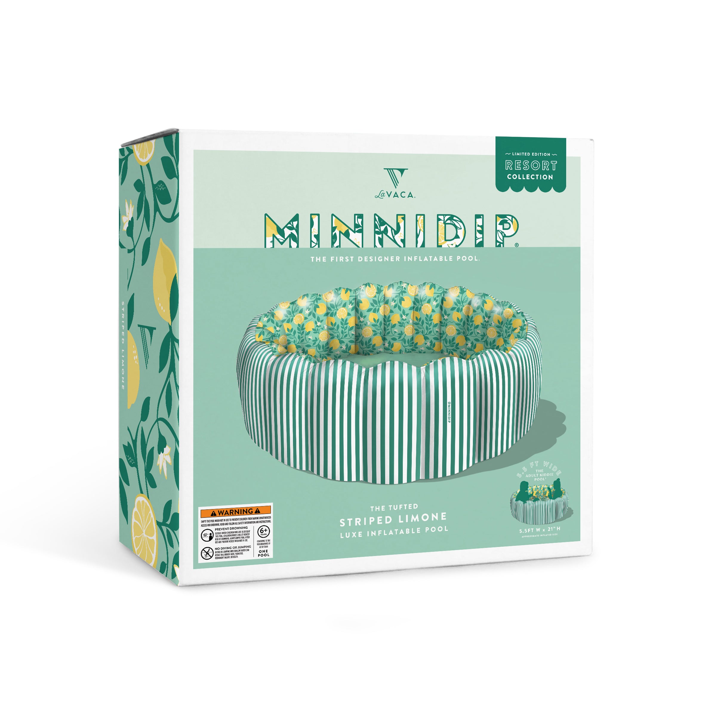 the Tufted STRIPED LIMONE luxe inflatable pool