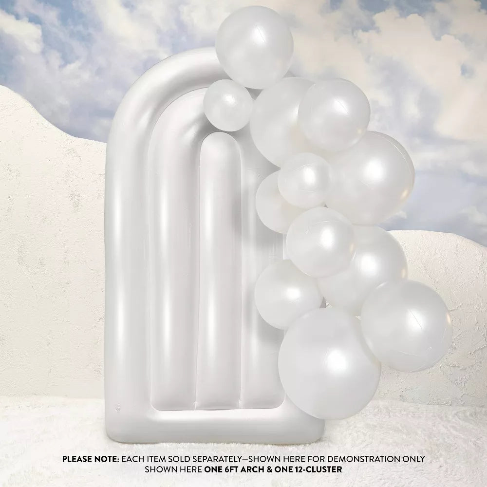 SHIPS NOW • Balloon Garland: 6FT Fluted Display Arch in White Pearl (Pearl) • FINAL SALE