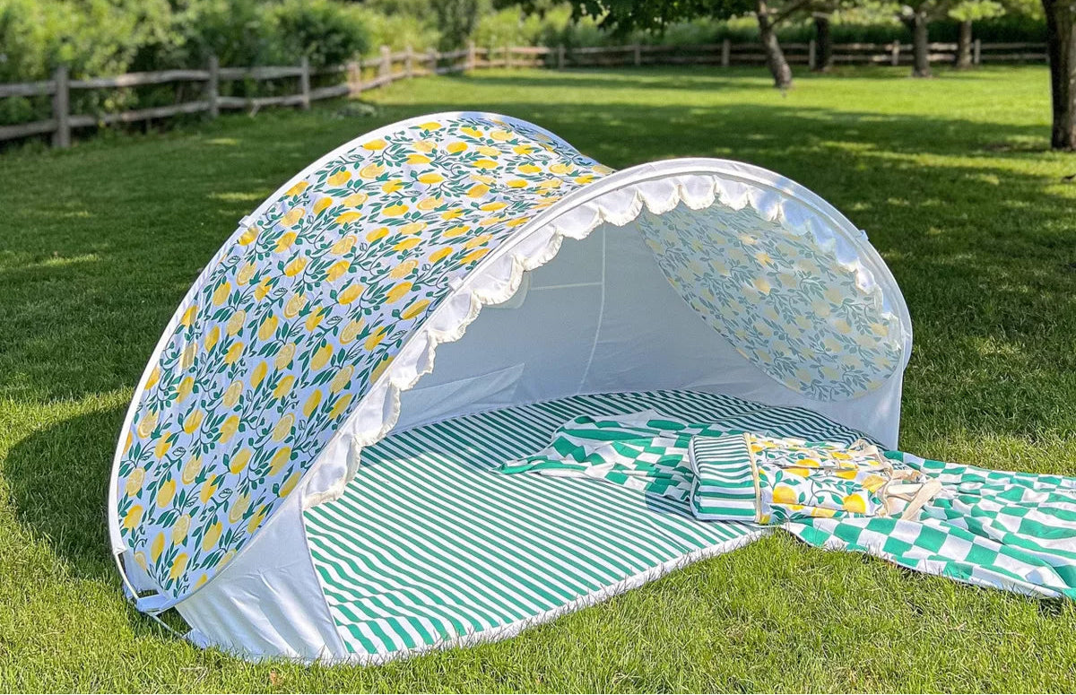 the STRIPED LIMONE Sun Shelter Pop-Up Tent