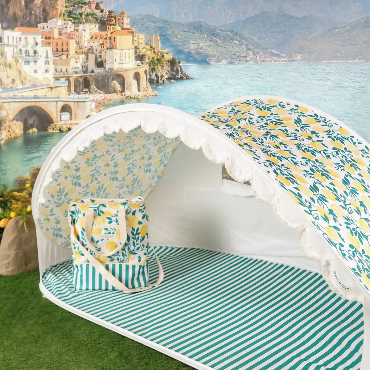 the STRIPED LIMONE Sun Shelter Pop-Up Tent
