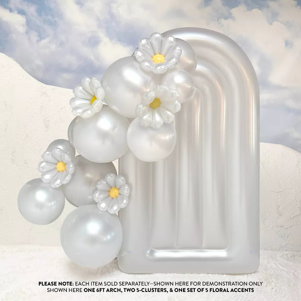 SHIPS NOW • Balloon Garland: 6FT Fluted Display Arch in White Pearl (Pearl) • FINAL SALE