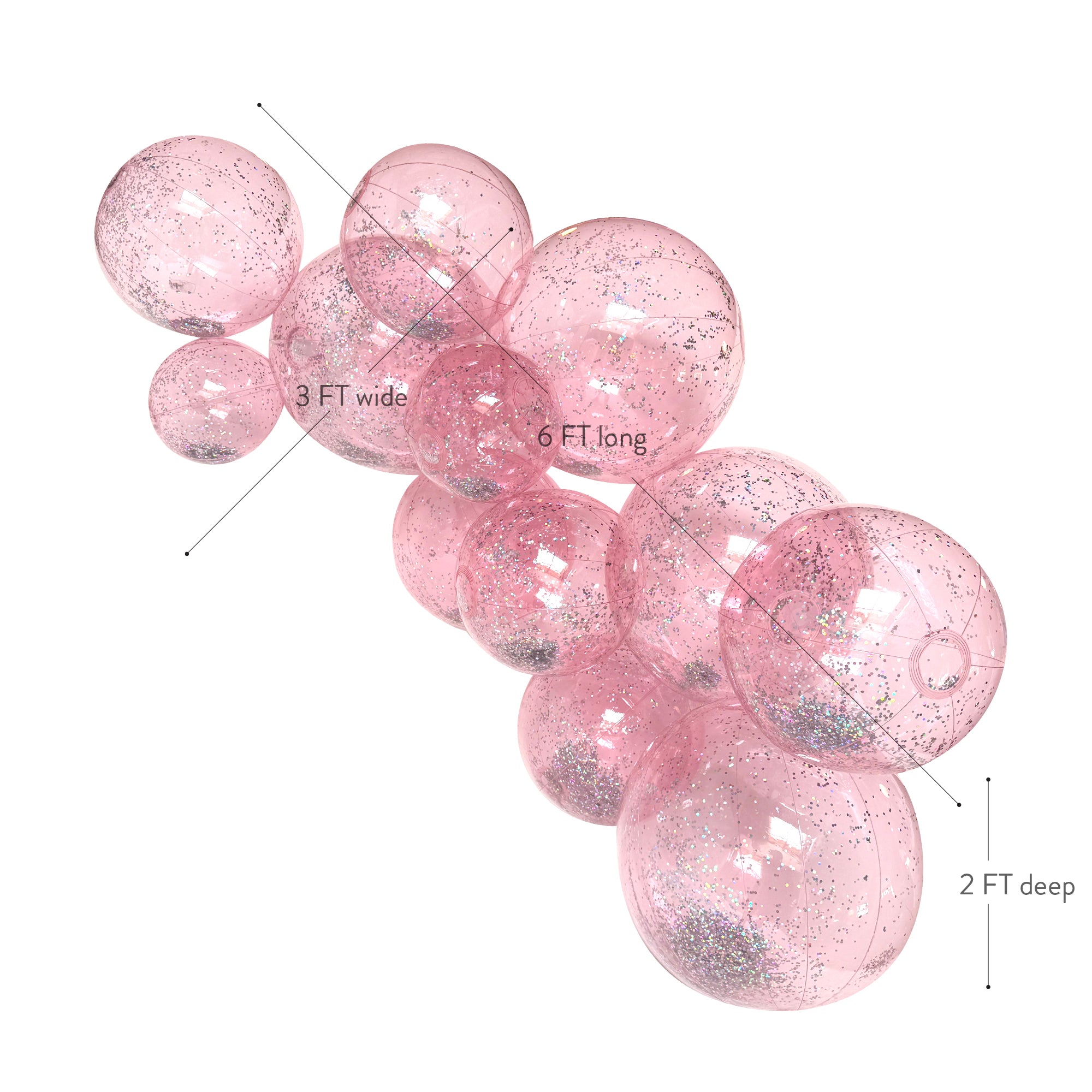 SHIPS 6/2-6/16 • Balloon Garland: 12-Cluster with Glitter in Bubblegum (Transparent) • FINAL SALE