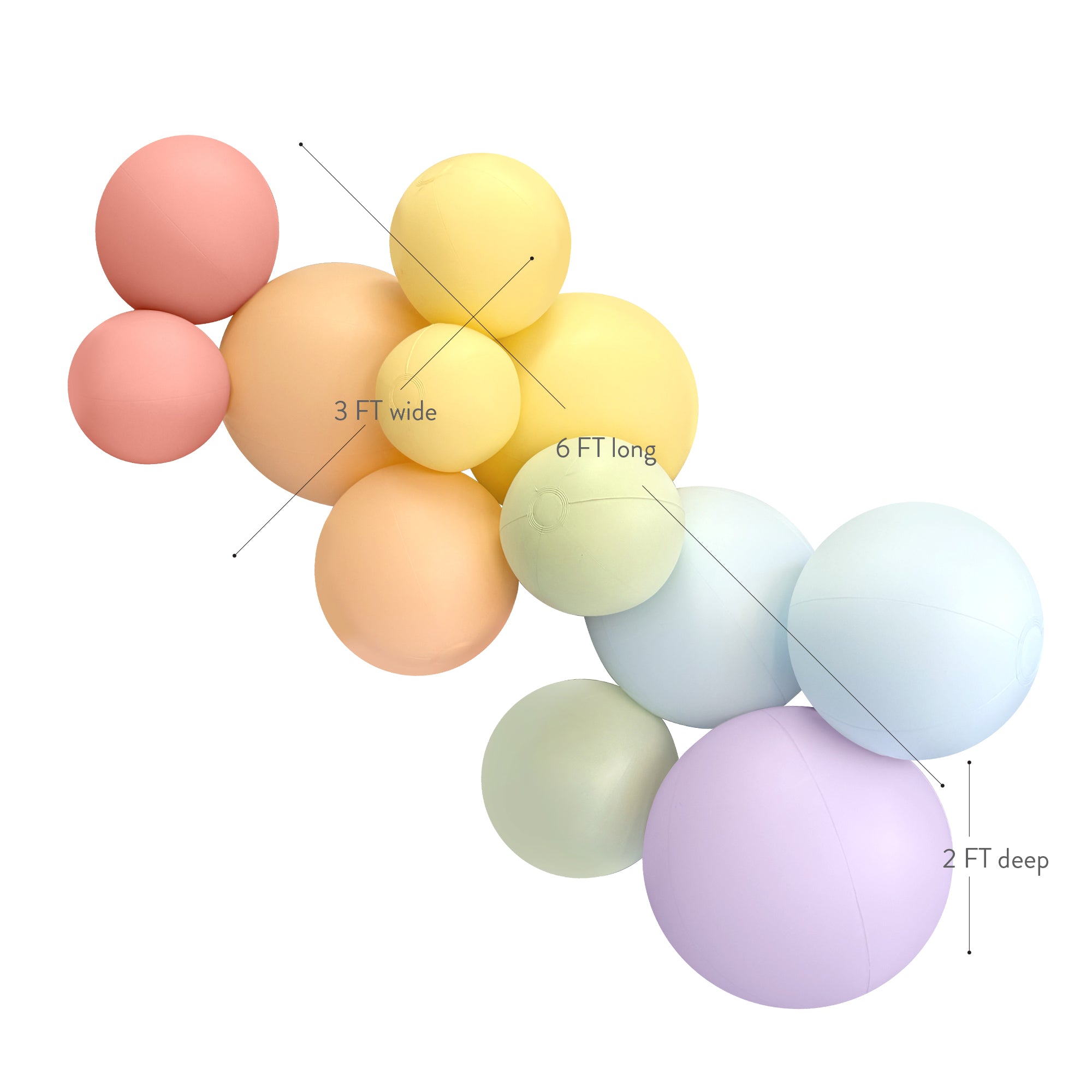 SHIPS NOW • Balloon Garland: 12-Cluster Pastel Ombre (Matte) • FINAL SALE
