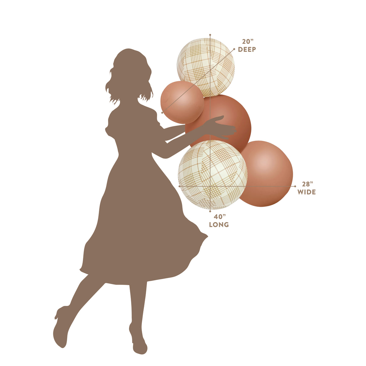 Balloon Garland: 5-Cluster in Terracotta Plaid (Matte) • FINAL SALE