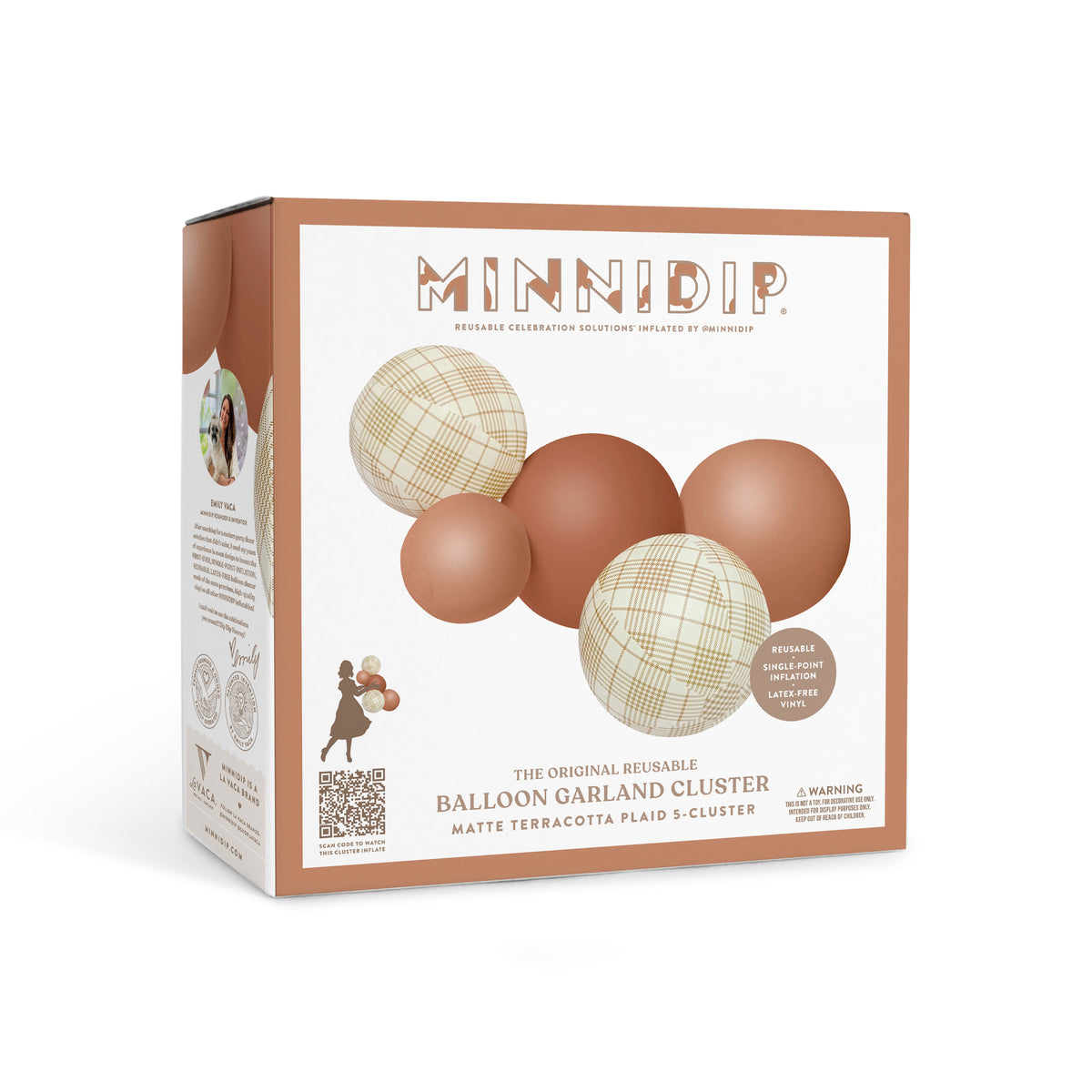 Balloon Garland: 5-Cluster in Terracotta Plaid (Matte) • FINAL SALE