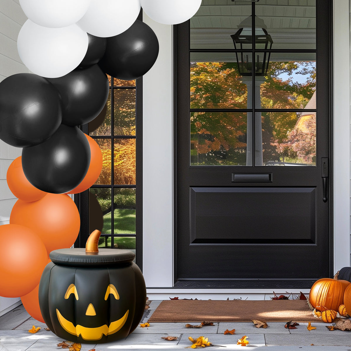 Balloon Garland: Reusable Carved Pumpkin With Lid Satin Black • FINAL SALE