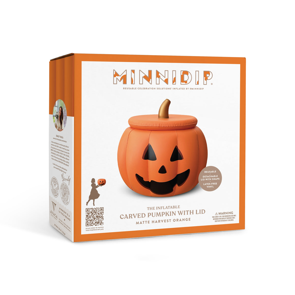 Balloon Garland: Reusable Carved Pumpkin With Lid Matte Harvest Orange• FINAL SALE