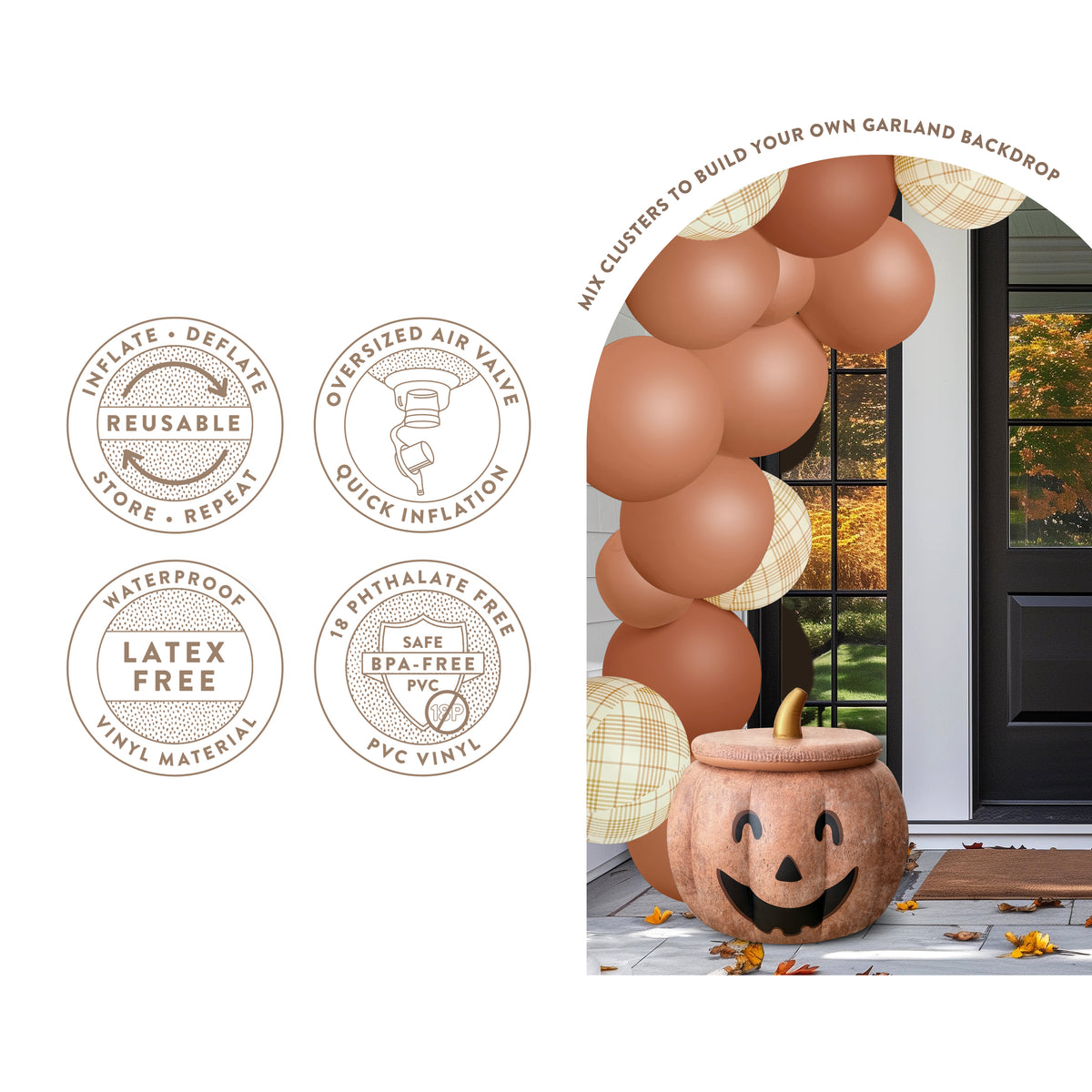 Balloon Garland: Reusable Carved Pumpkin With Lid in Matte Terracotta • FINAL SALE