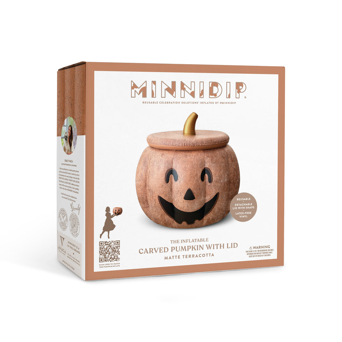 Balloon Garland: Reusable Carved Pumpkin With Lid in Matte Terracotta • FINAL SALE