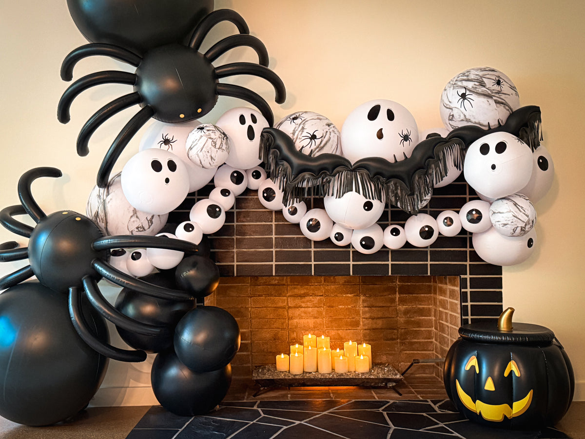 Balloon Garland: Reusable Carved Pumpkin With Lid Satin Black • FINAL SALE