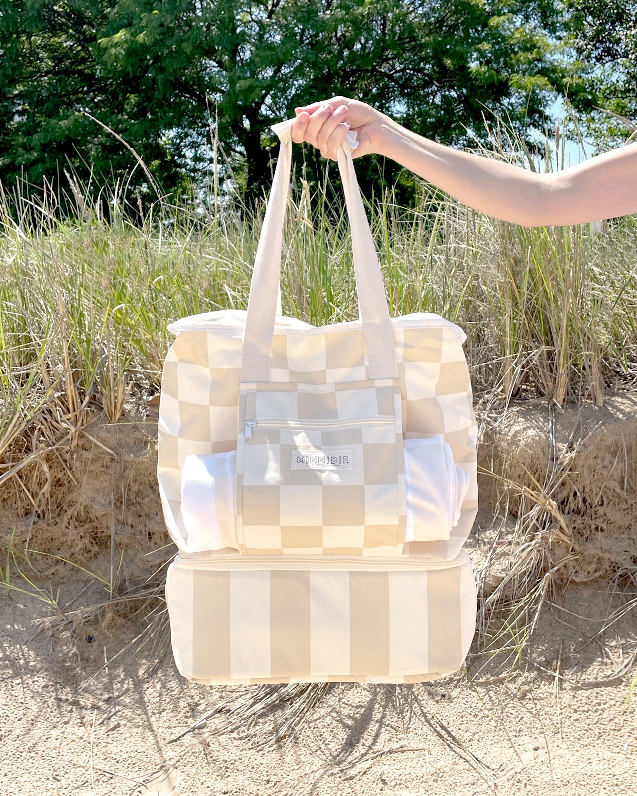 the CHECKER CABANA STRIPE Cooler Tote