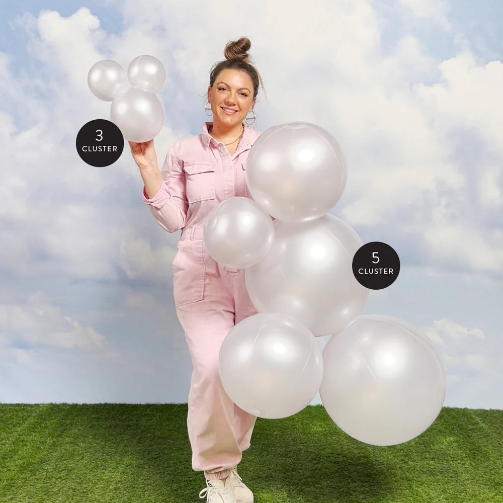 SHIP 9/12-9/19 • Balloon Garland: 5-Cluster in Off-White Pearl (Satin Pearl) • FINAL SALE