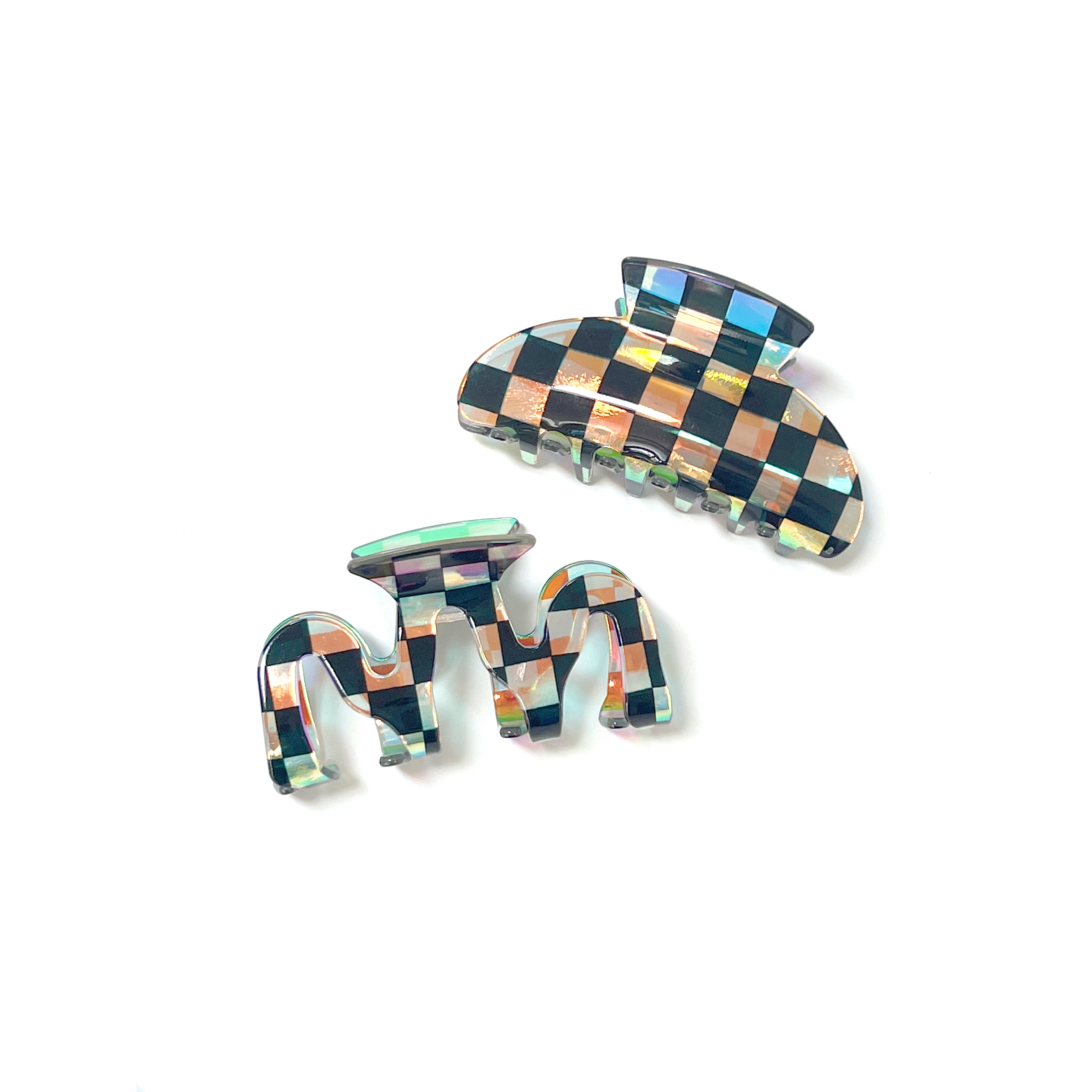 the HOLOGRAPHIC CHECK Hair Clip