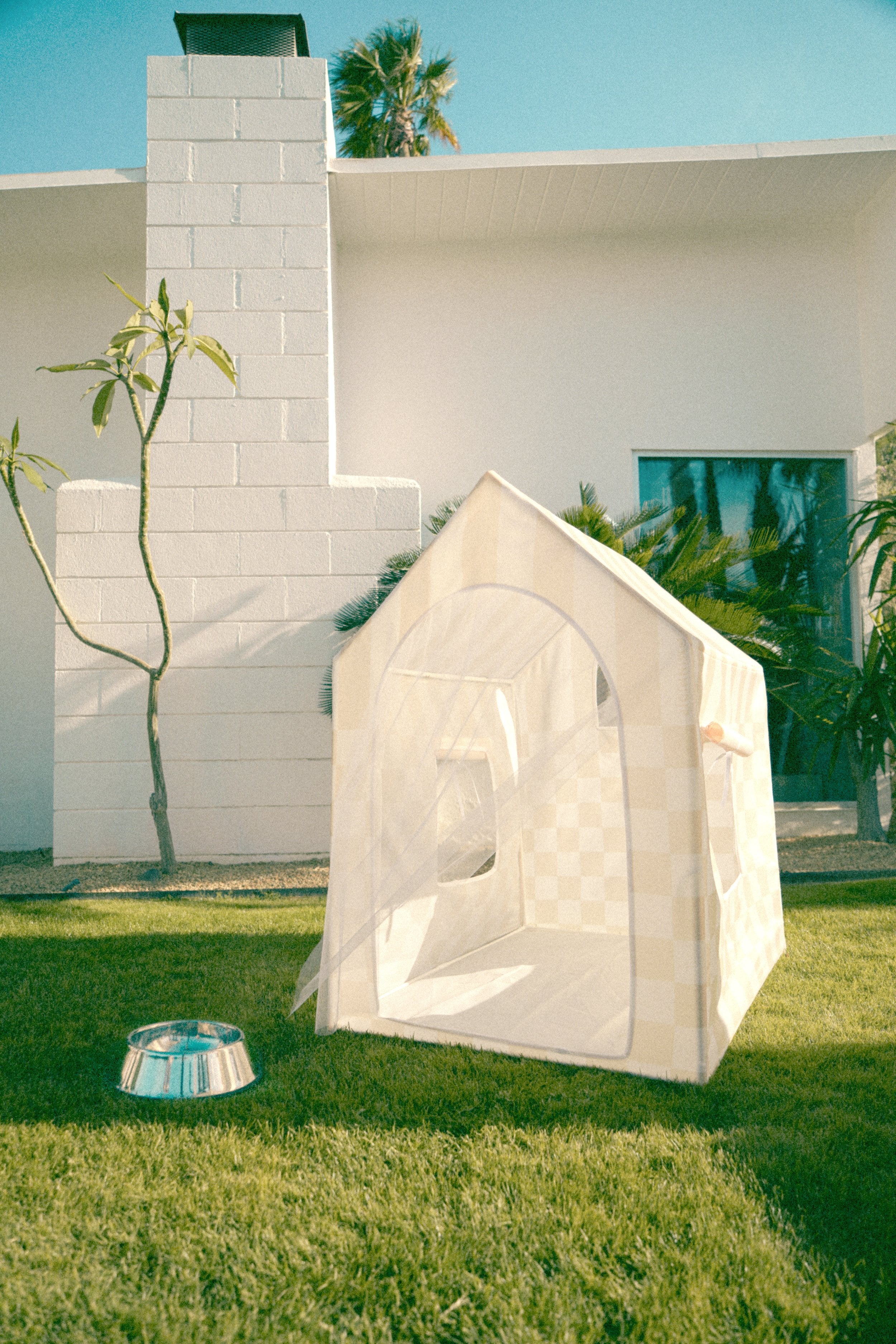 the CHECKER CABANA STRIPE Pup-ana™ Tent