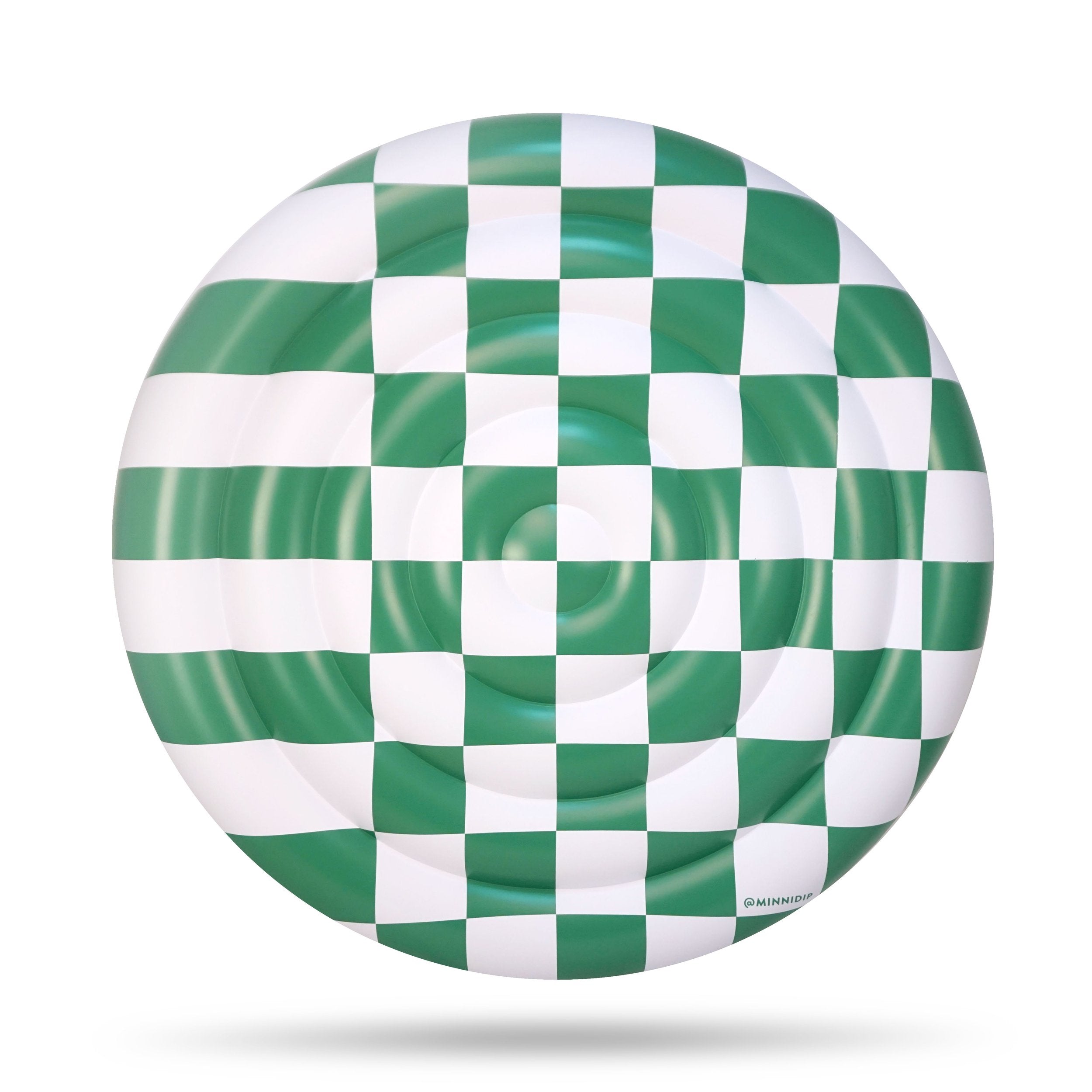 the CHECKER CABANA STRIPE Luxe Inflatable Round Float