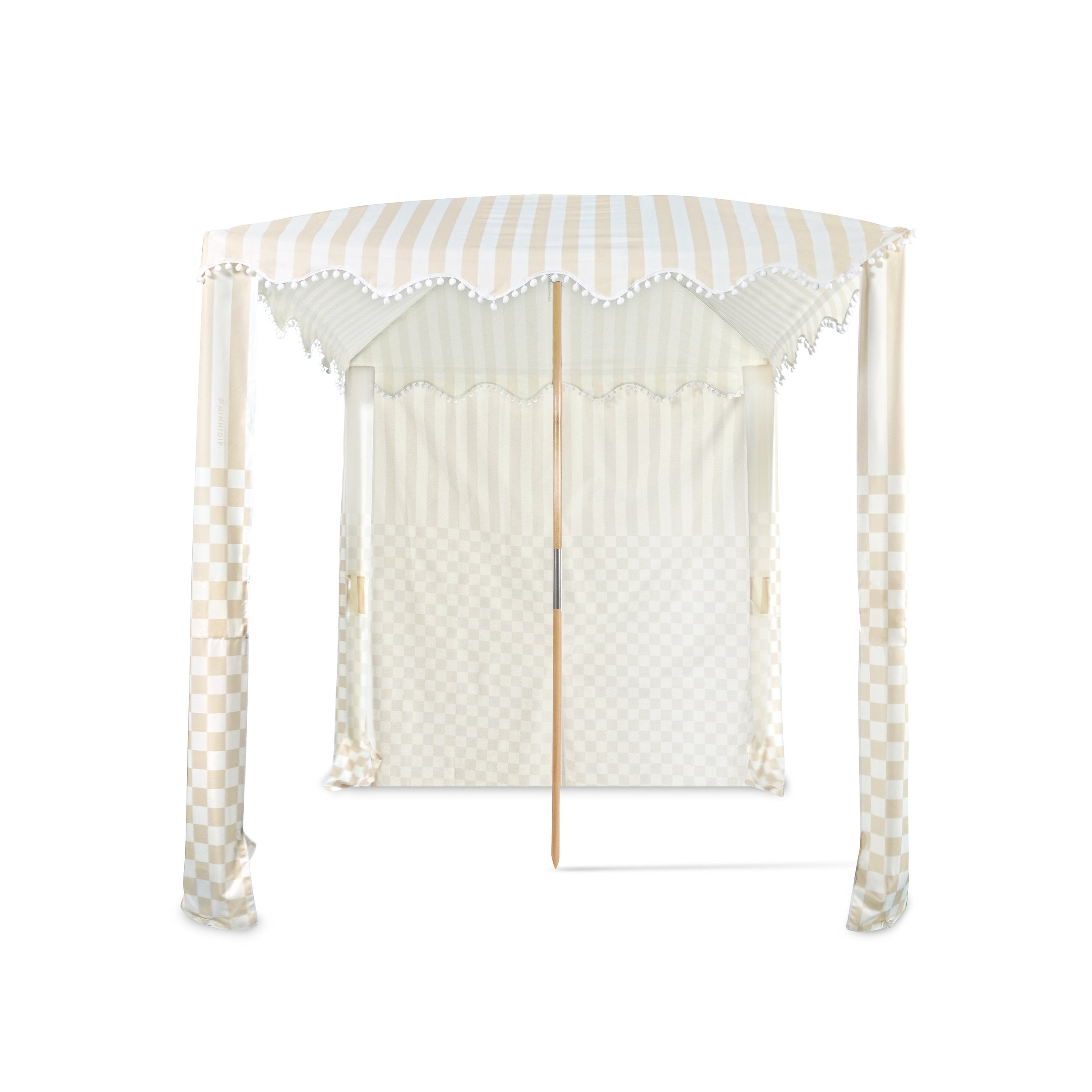 the CHECKER CABANA STRIPE Beach Cabana in Sand