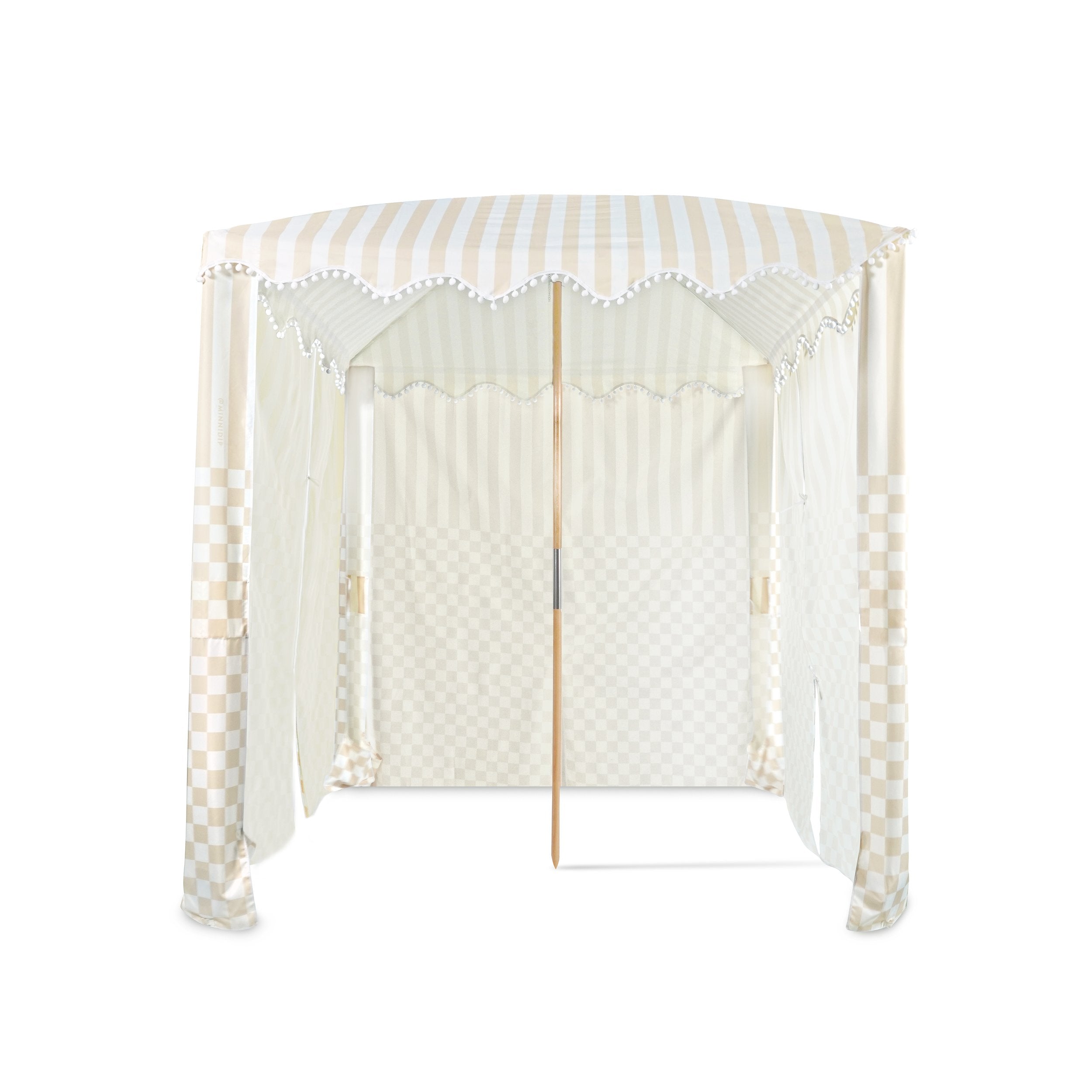 the CHECKER CABANA STRIPE Beach Cabana in Sand
