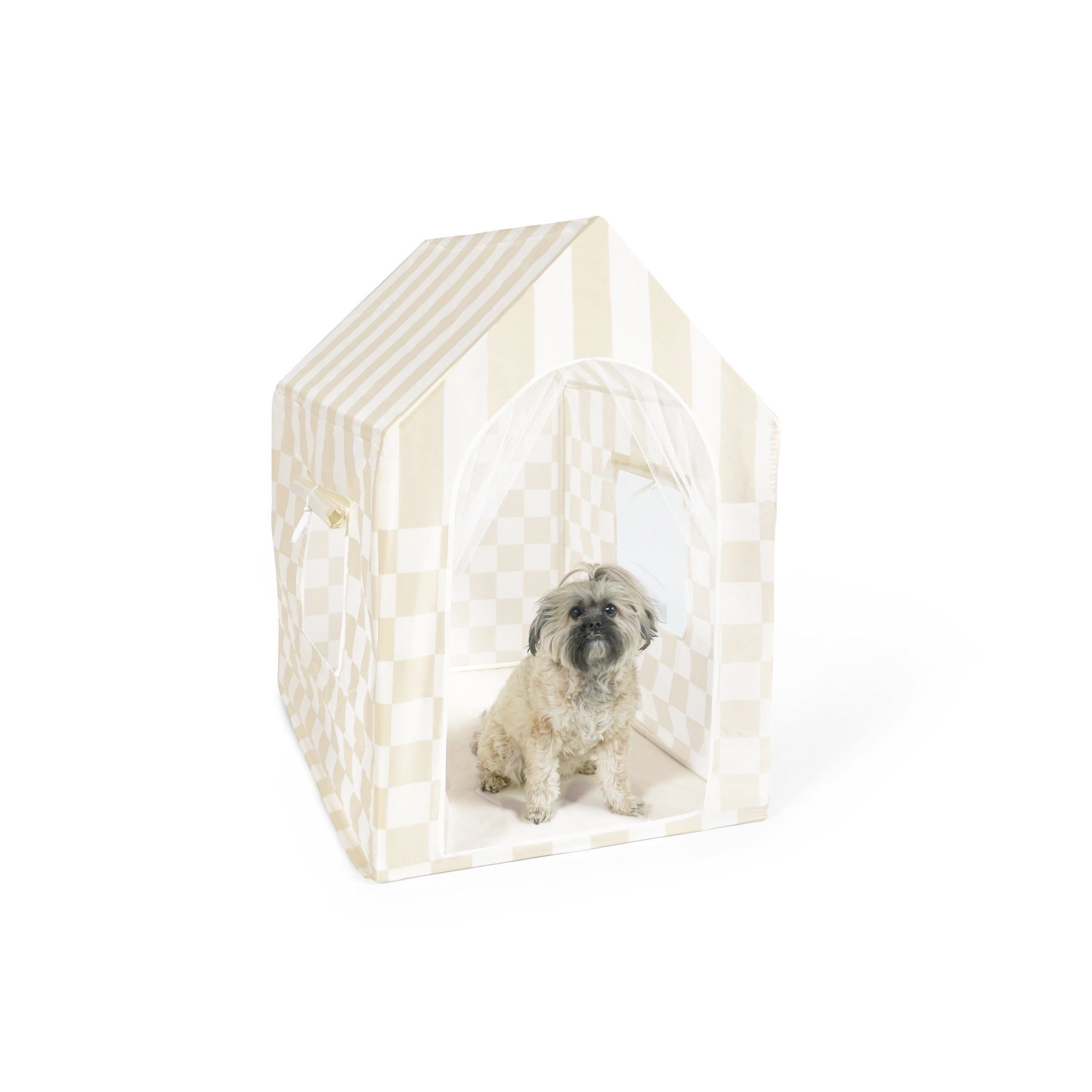 the CHECKER CABANA STRIPE Pup-ana™ Tent