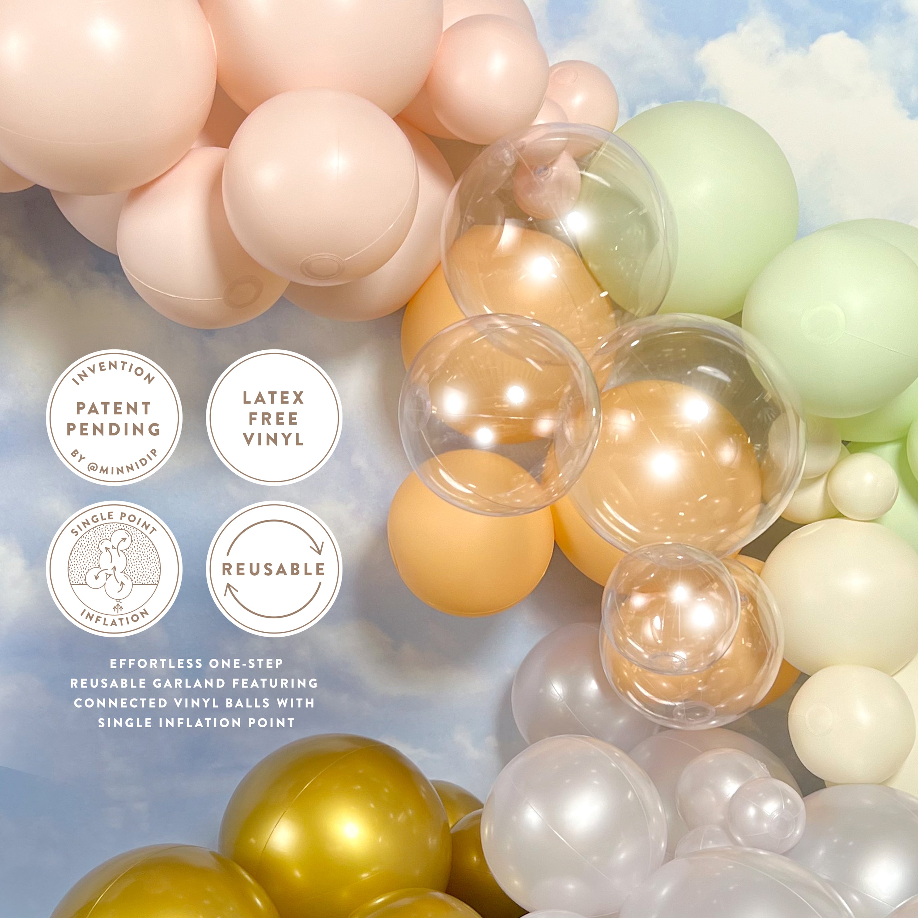 Balloon Garland: 10-Cluster Strand in Sky (Matte) • FINAL SALE