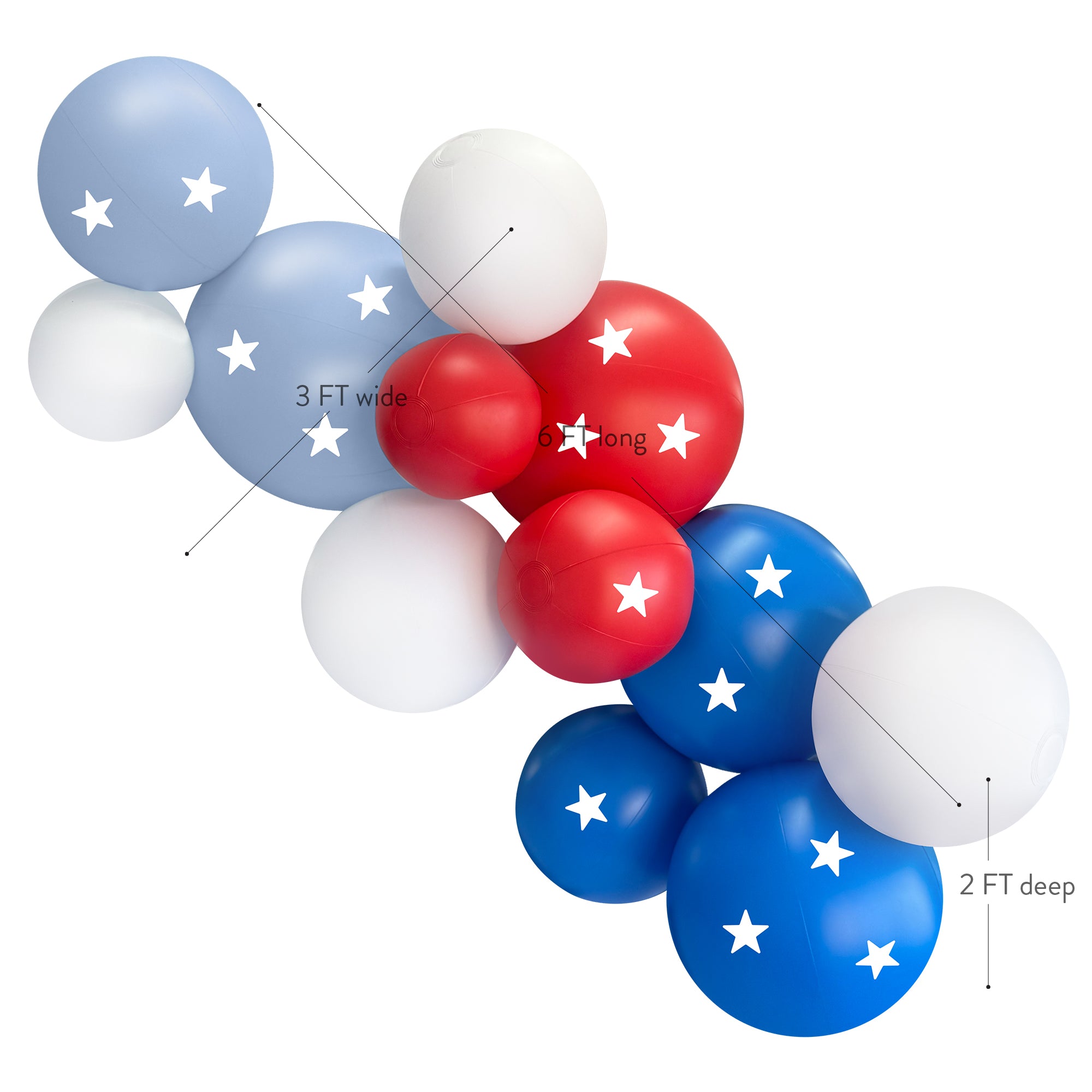 LAUNCHES 3/30 • Balloon Garland: 12-Cluster Americana with Removable Stars (Satin) • FINAL SALE