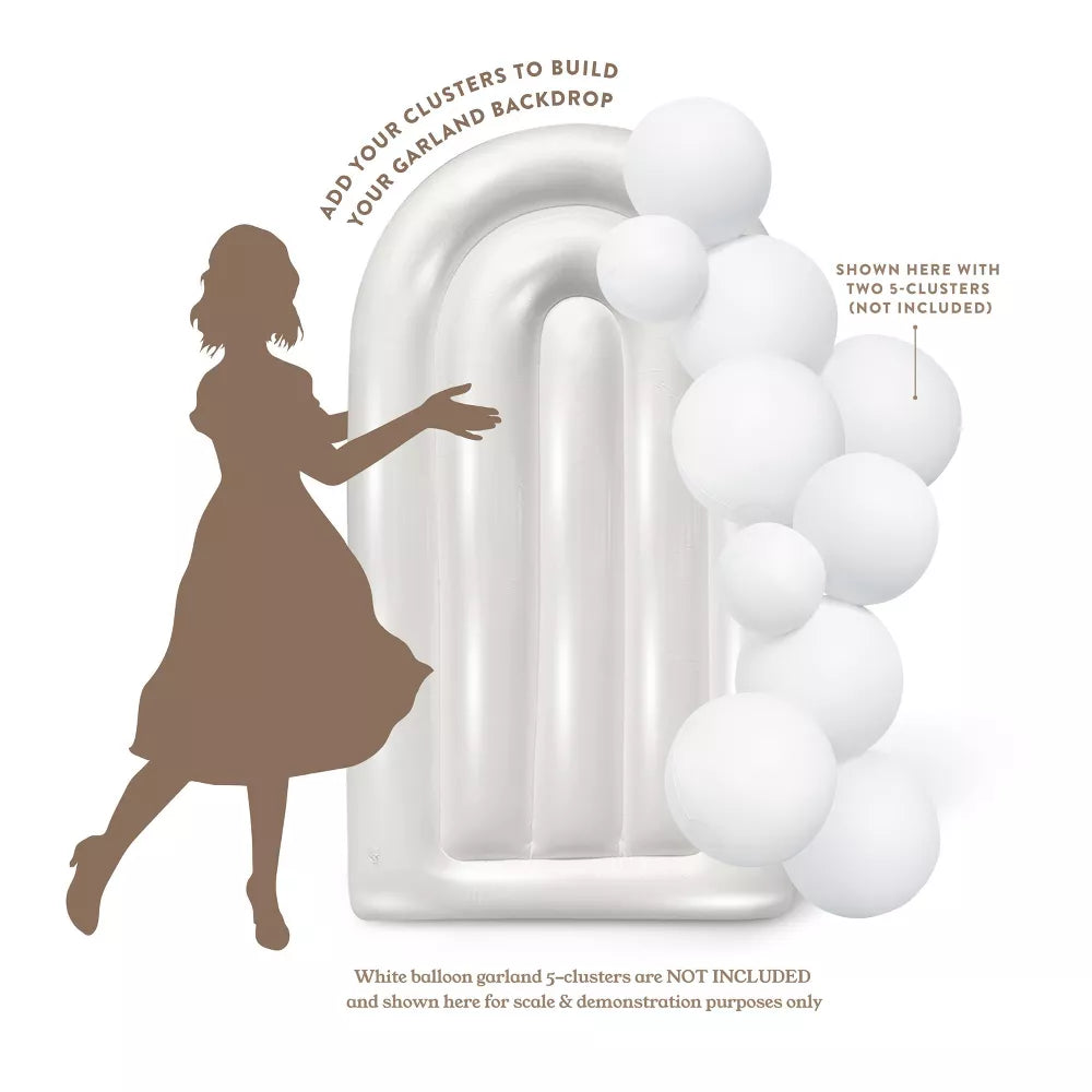 SHIPS NOW • Balloon Garland: 6FT Fluted Display Arch in White Pearl (Pearl) • FINAL SALE