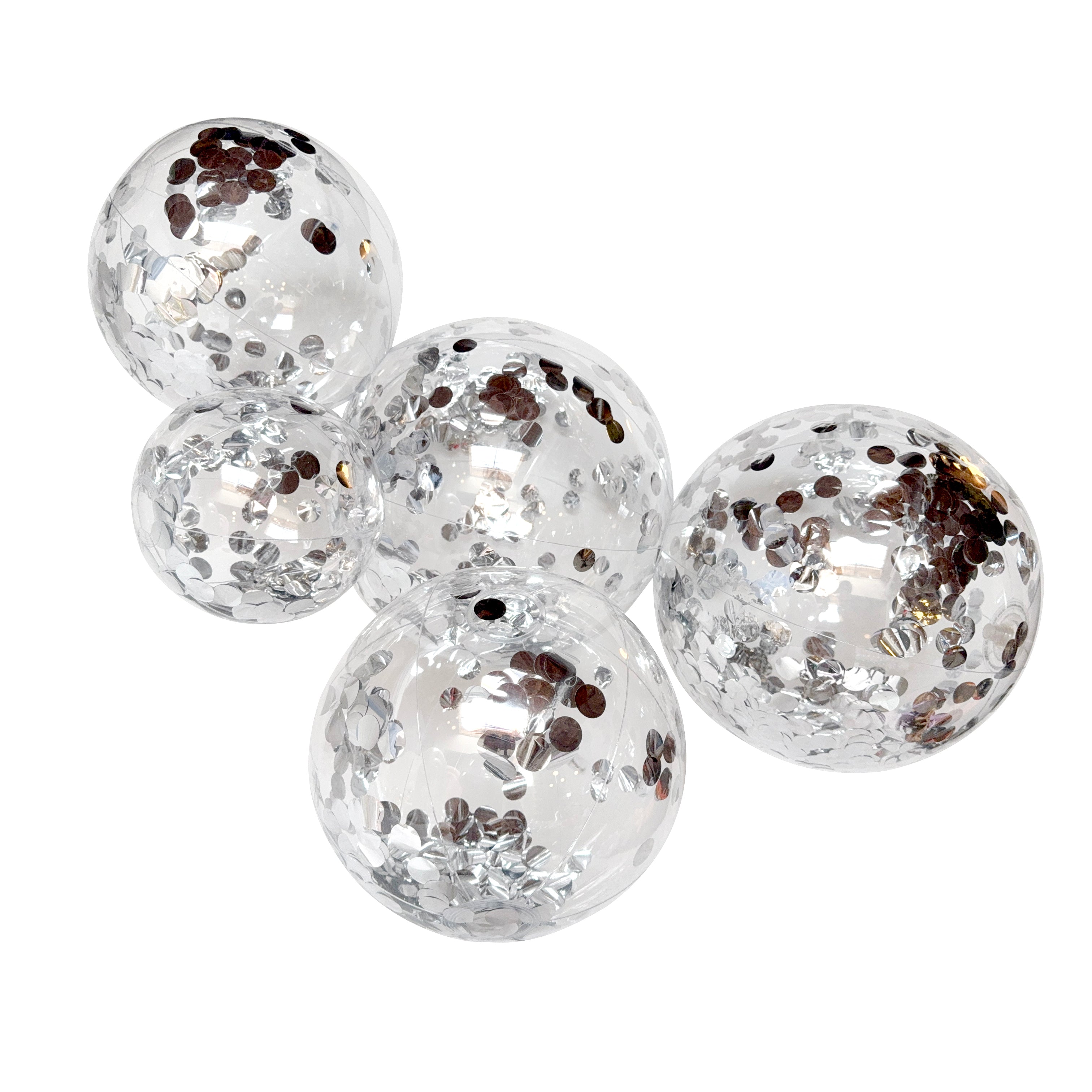 SHIPS 9/12-9/19 • Balloon Garland: 5-Cluster with Silver Confetti (Transparent) • FINAL SALE