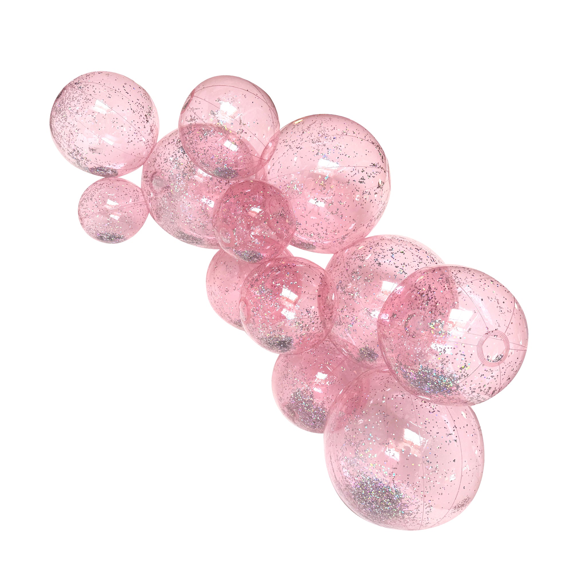 SHIPS 6/2-6/16 • Balloon Garland: 12-Cluster with Glitter in Bubblegum (Transparent) • FINAL SALE