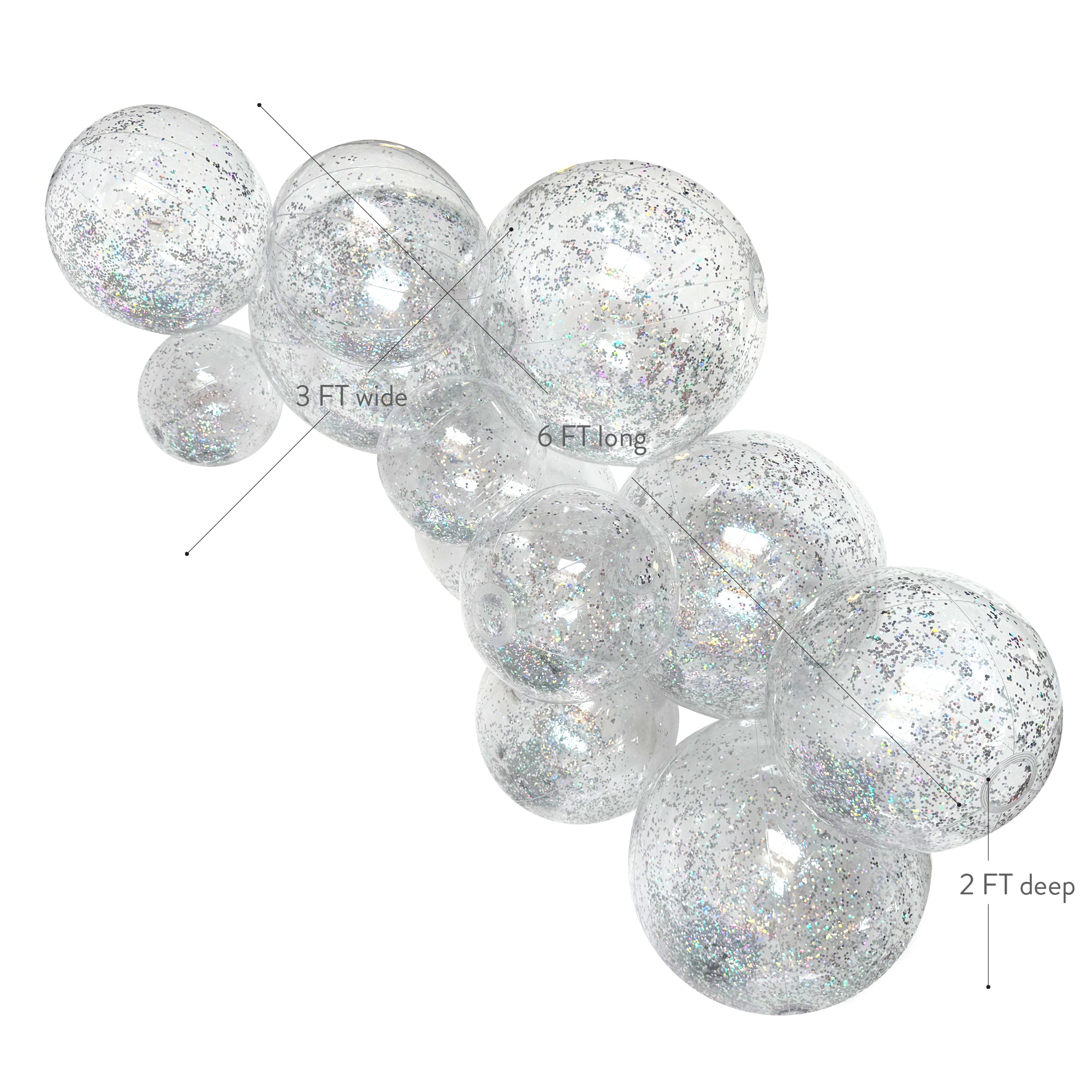 SHIPS 6/2-6/16 • Balloon Garland: 12-Cluster with Glitter in Clear (Transparent) • FINAL SALE