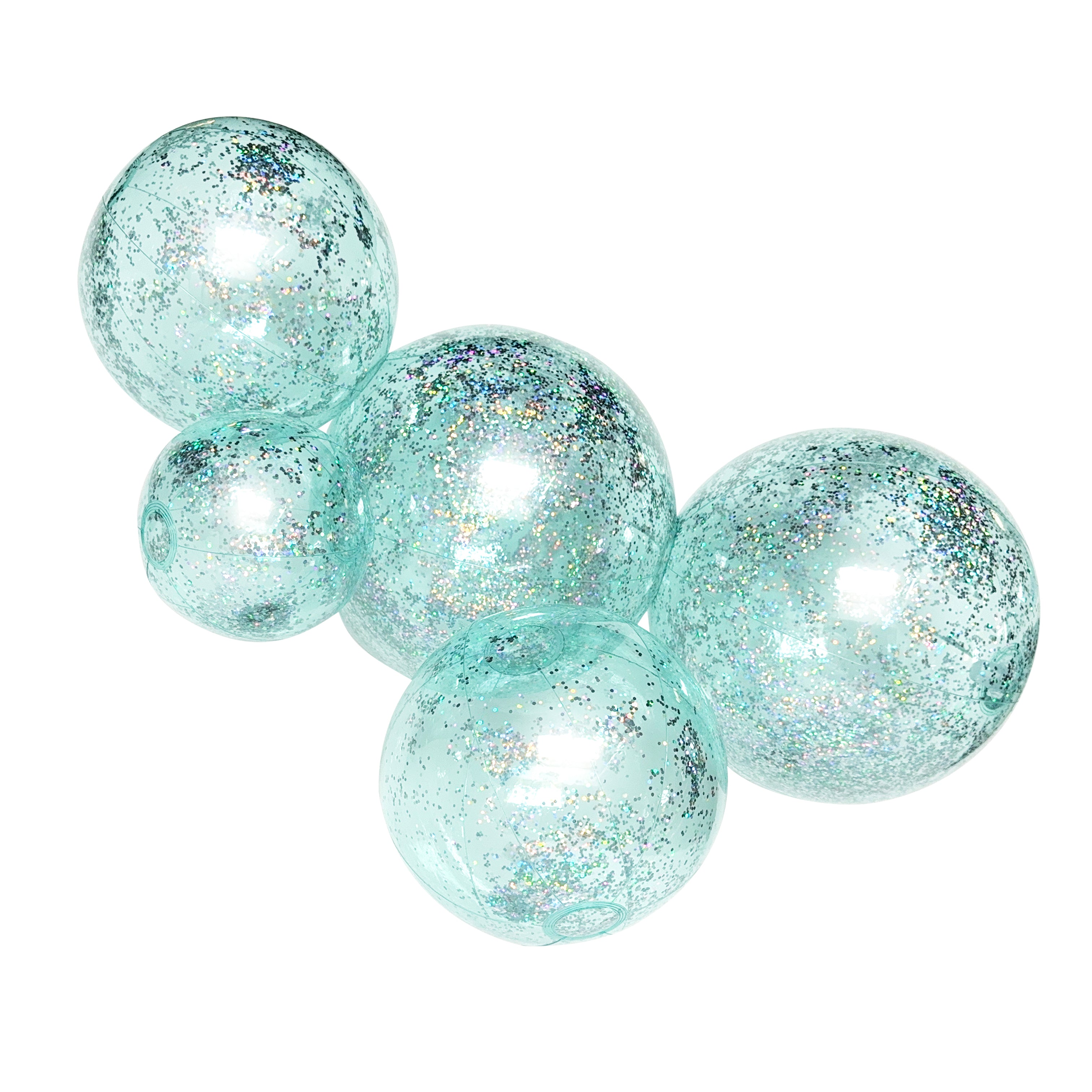 SHIPS 6/2-6/16 • Balloon Garland: 5-Cluster with Glitter in Aqua (Transparent)• FINAL SALE