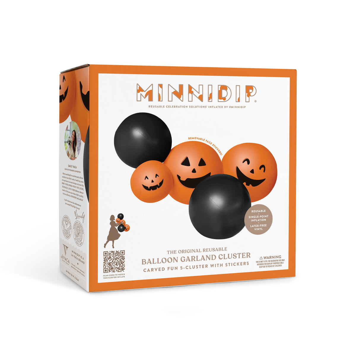 Balloon Garland: 5-Cluster in Carved Pumpkin Orange and Black • FINAL SALE