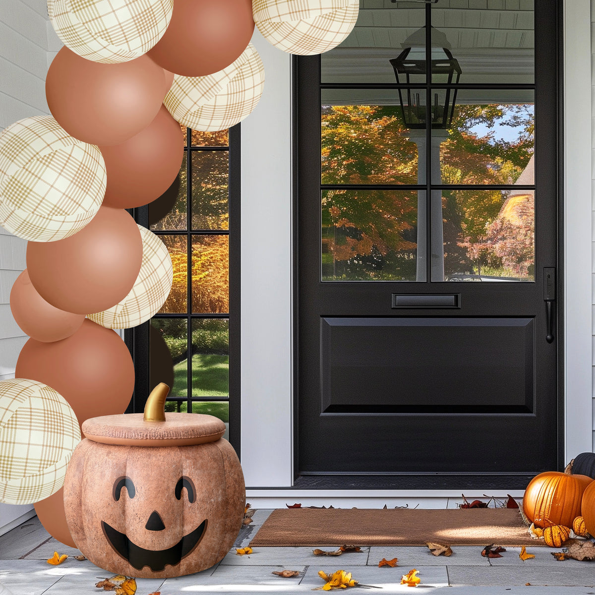 Balloon Garland: 5-Cluster in Terracotta Plaid (Matte) • FINAL SALE
