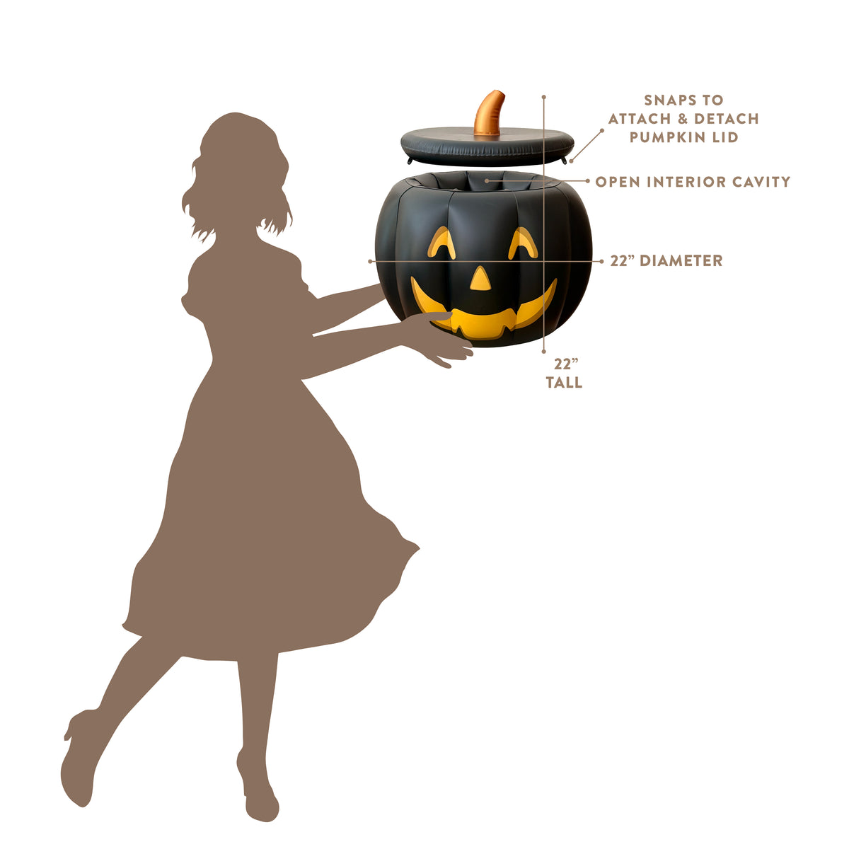 Balloon Garland: Reusable Carved Pumpkin With Lid Satin Black • FINAL SALE