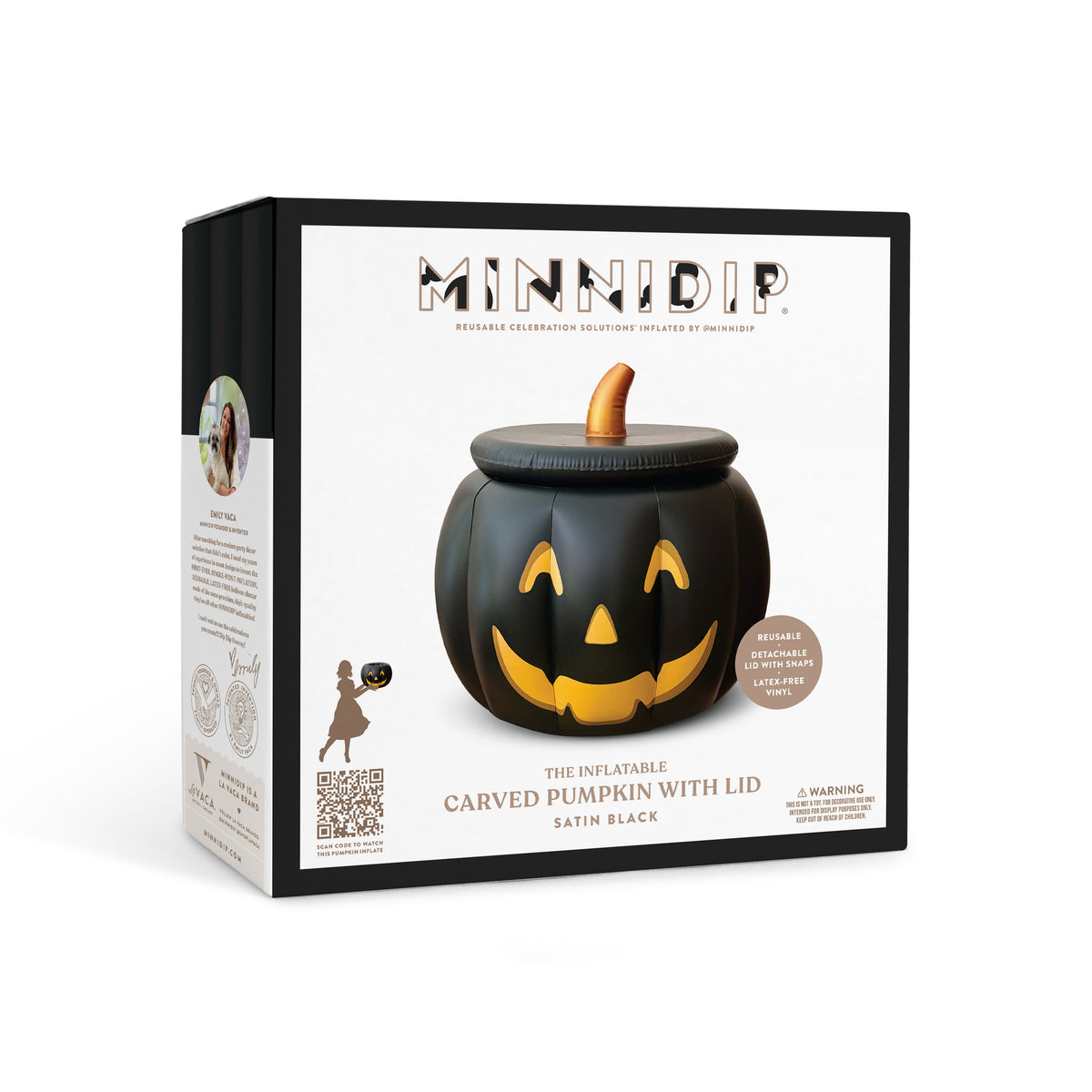 Balloon Garland: Reusable Carved Pumpkin With Lid Satin Black • FINAL SALE