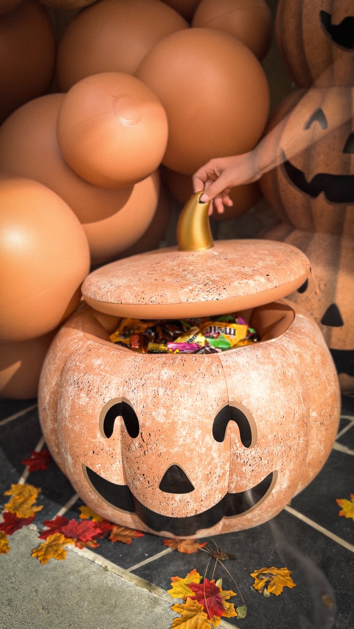 Balloon Garland: Reusable Carved Pumpkin With Lid in Matte Terracotta  • FINAL SALE