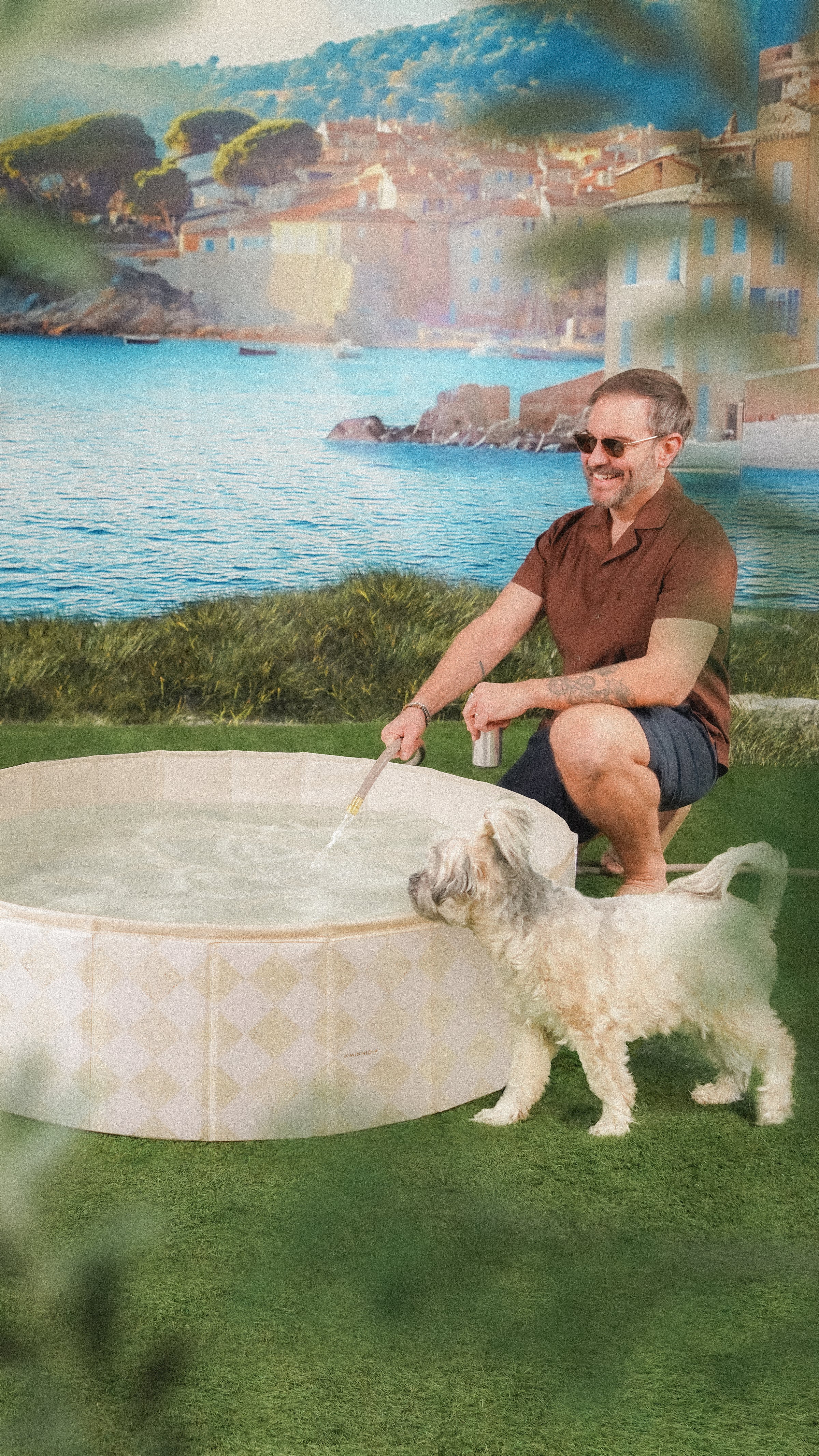 the COASTAL TRAVERTINE Pup Dip Dog Pool
