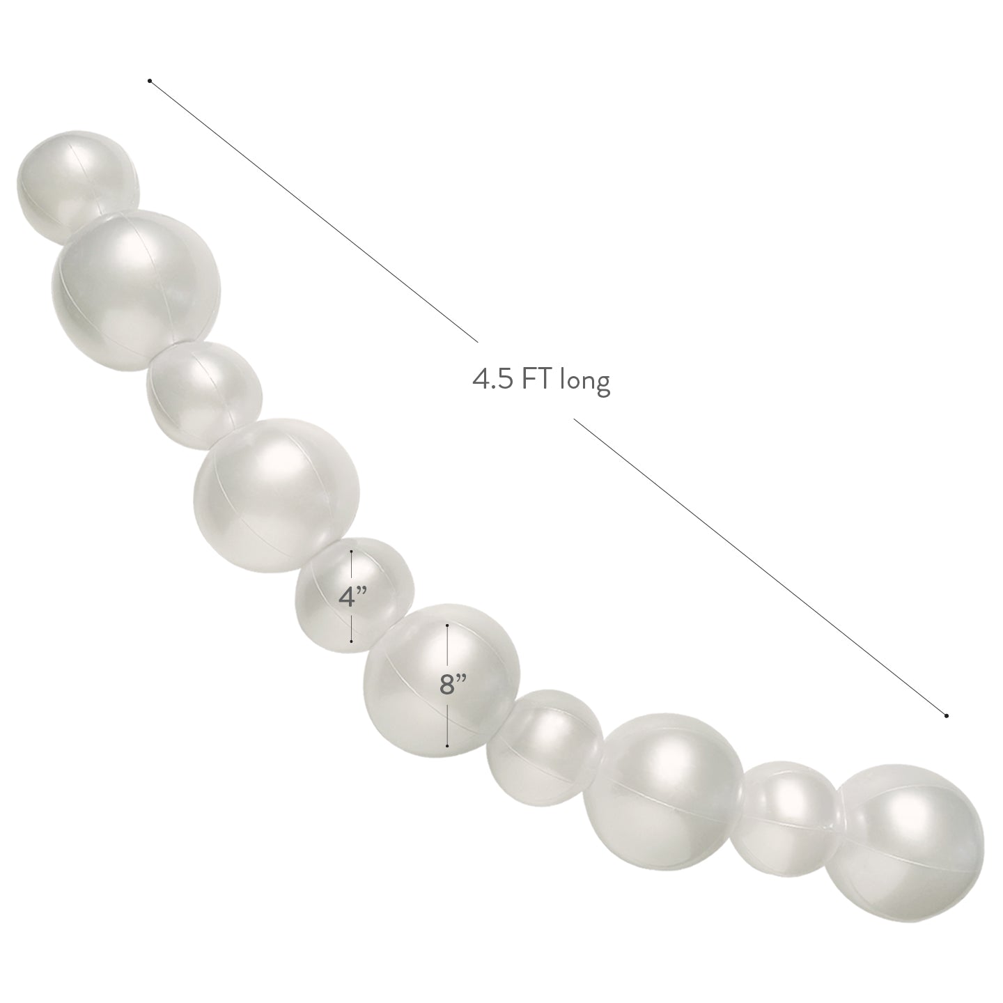 Balloon Garland: 10-Cluster Strand in White Pearl (Pearlescent) • FINAL SALE