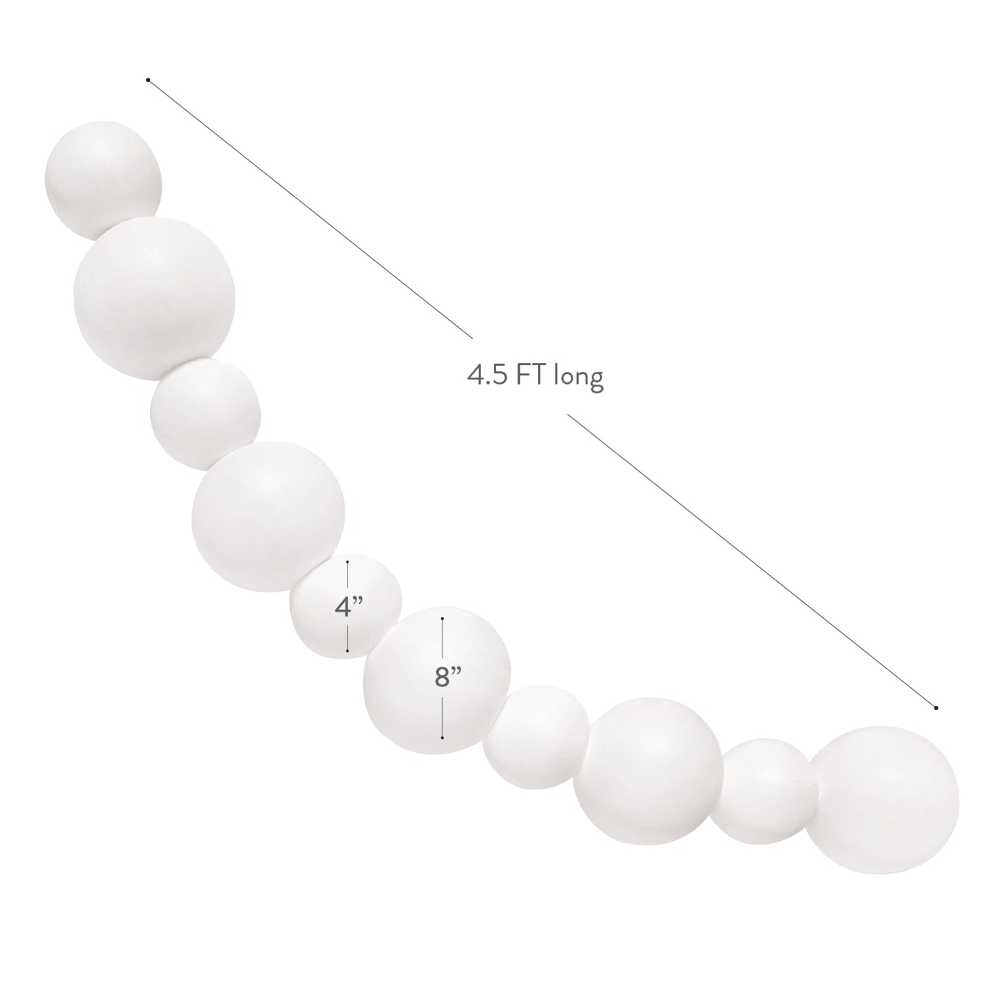 Balloon Garland: 10-Cluster Strand in White (Matte) • FINAL SALE