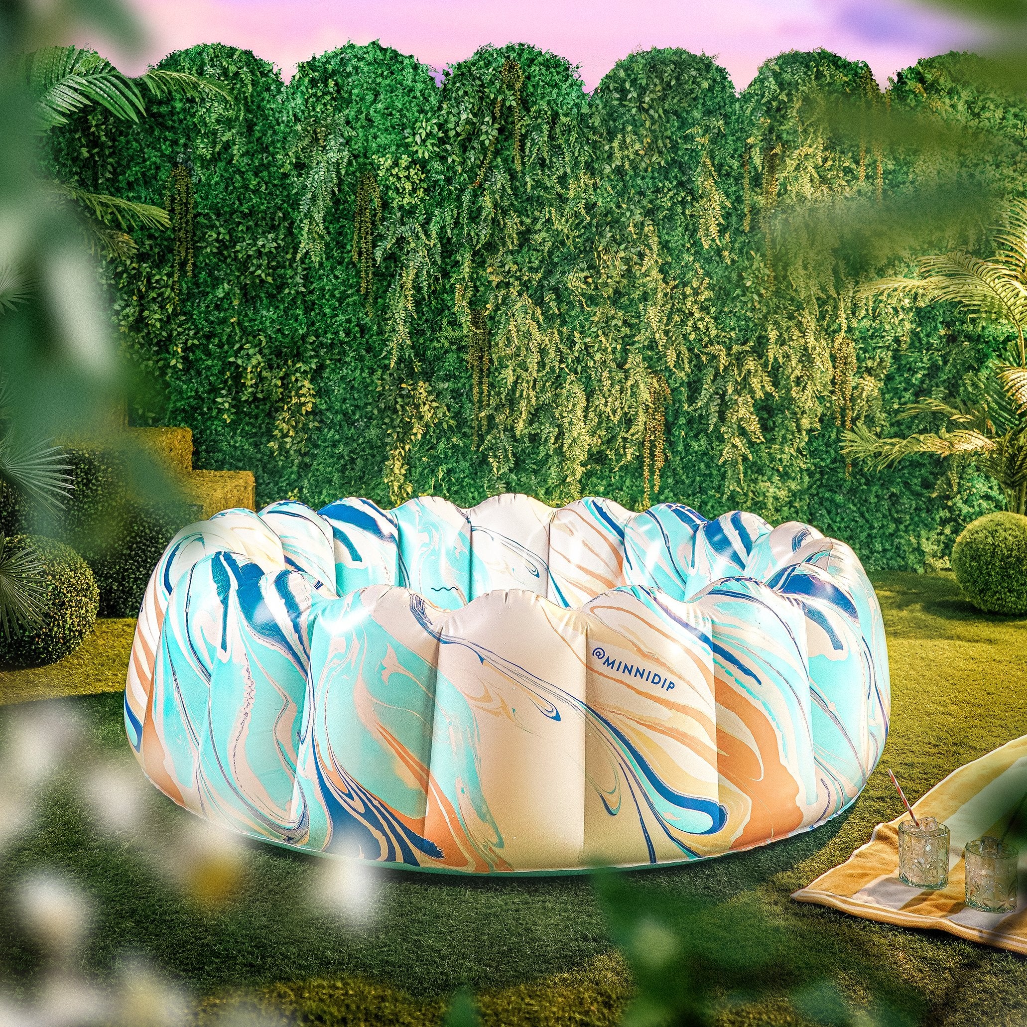 the WATERCOLOR SWIRL luxe inflatable pool