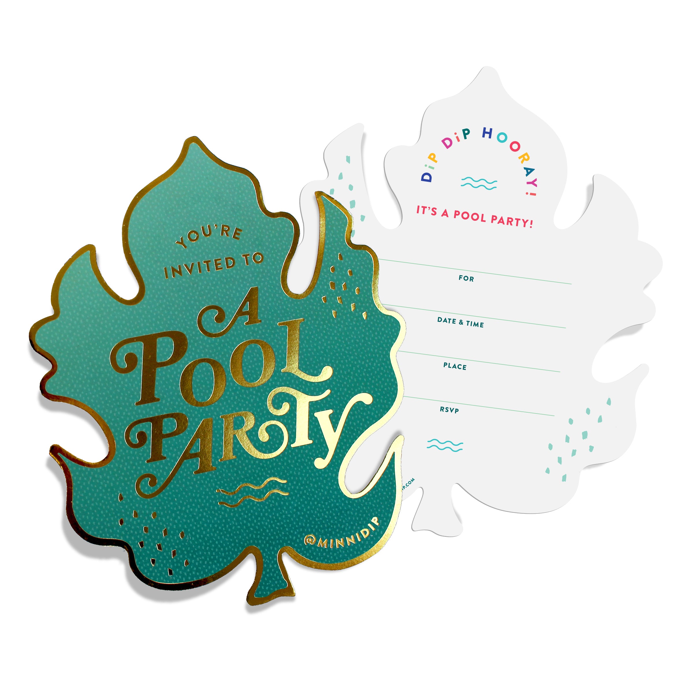 the TROPICAL PALM LEAF pool party invites